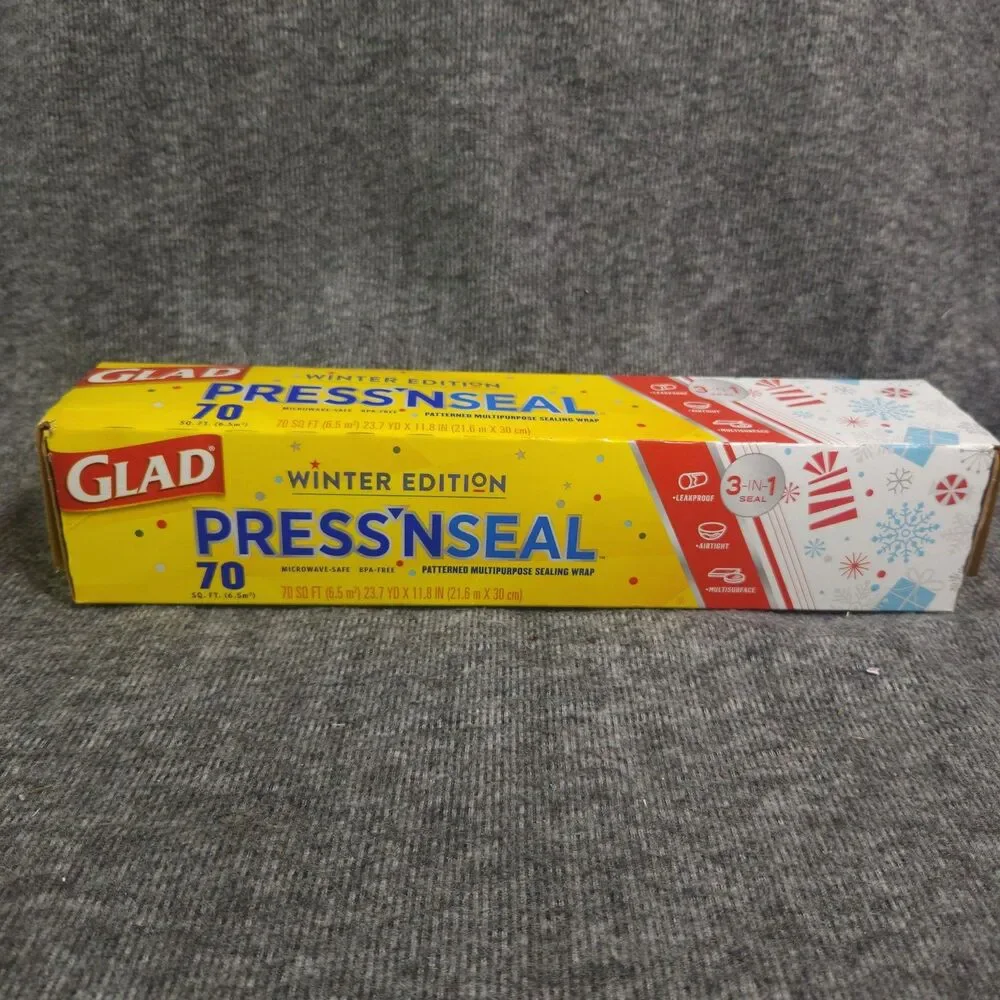 Glad Press'N Seal Winter Edition Patterned Food Wrap 70 sq ft - New